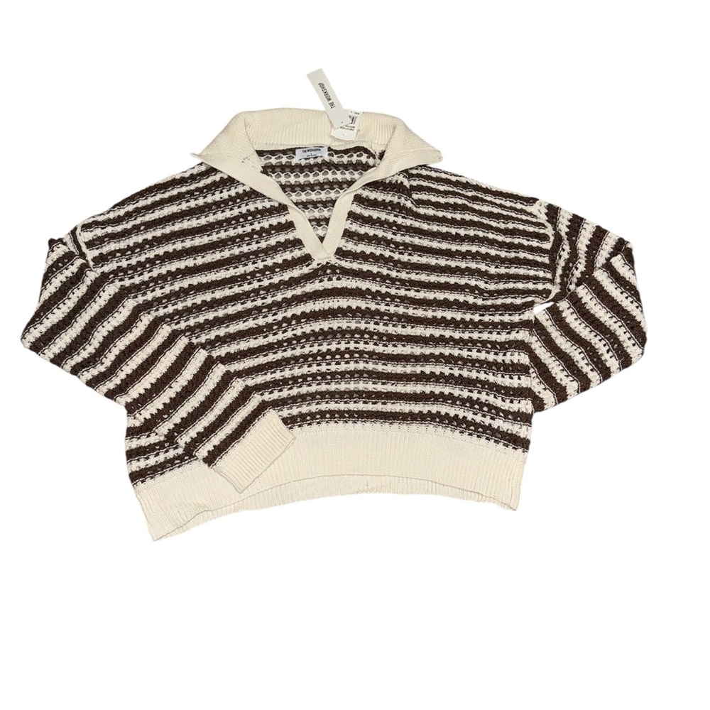Workshop Republic Clothing Knit Sweater in Brown and Cream
